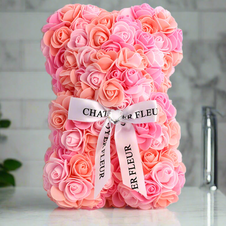 Pink Plaid Rose Bear