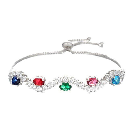Rainbow Gemstone Silver Bracelet