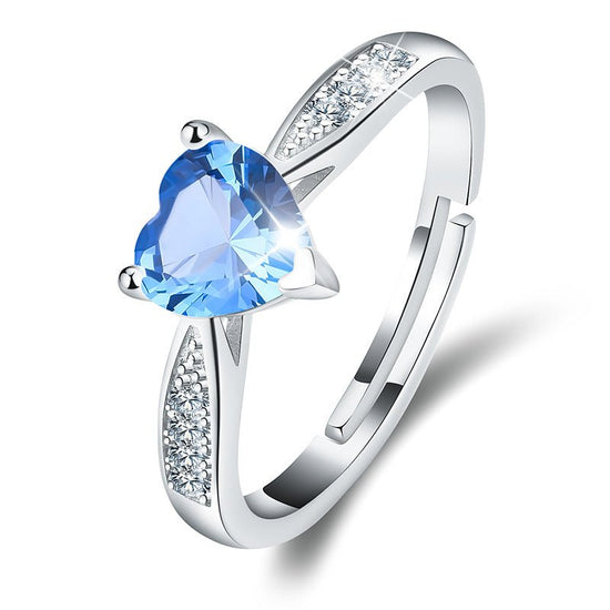 December Birthstone Ring with a Heart Shaped Gem