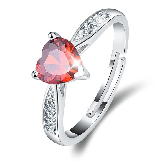 January Birthstone Ring with a Heart Shaped Gem