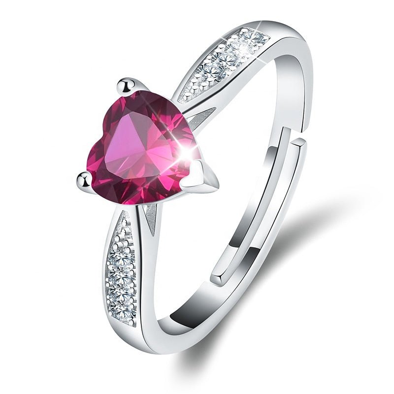 July Birthstone Ring with a Heart Shaped Gem