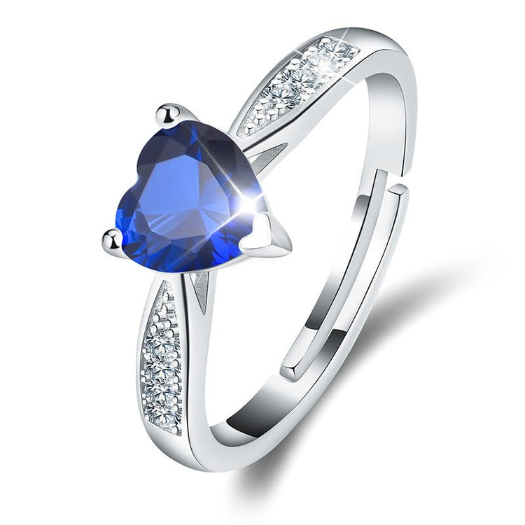 September Birthstone Ring with a Heart Shaped Gem