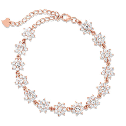Rose Gold Bracelet with Flowers Made of Gemstones