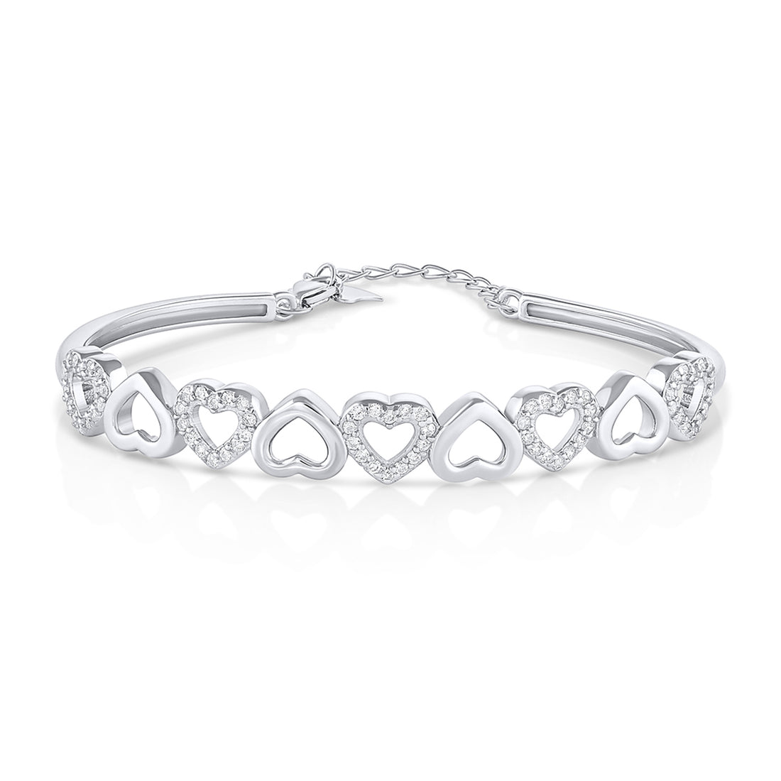 Silver Bracelet with Heart Pattern Across it