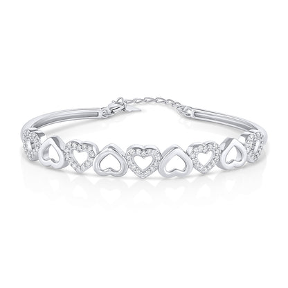 Silver Bracelet with Heart Pattern Across it