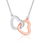 Intertwined Hearts Silver and Rose Gold Necklace