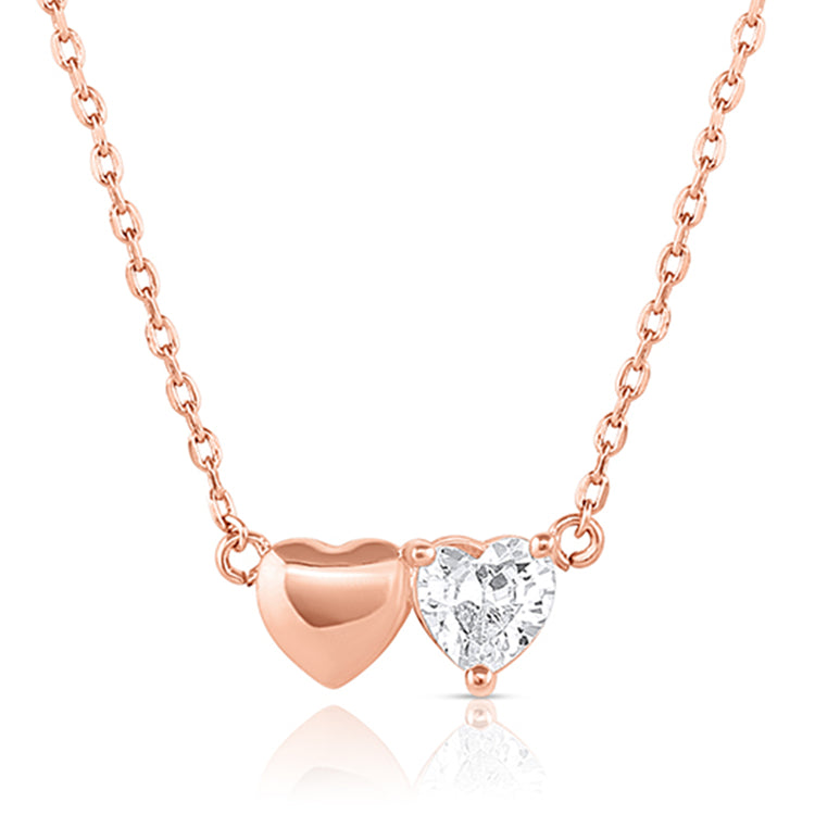 Double Heart Rose Gold Necklace