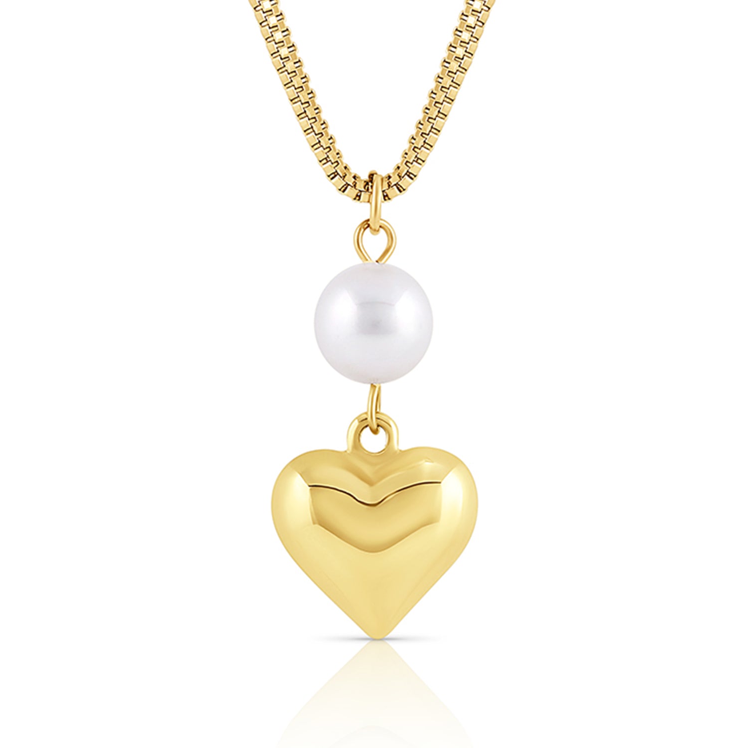 Gold Heart and Pearl Necklace
